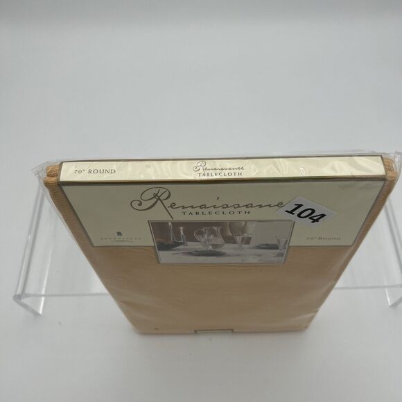 NOS ELRENE HOME FASHIONS 100% POLYESTER Harvest GOLD 70" ROUND TABLECLOTH - Picture 4 of 10